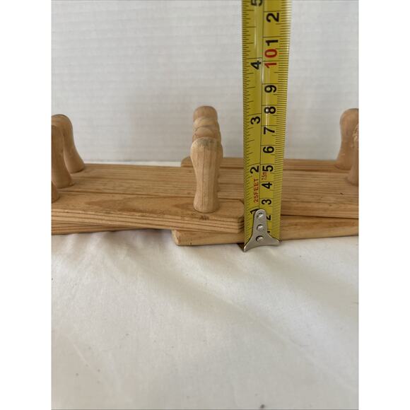Vintage 10 Peg Wooden Accordion Style Coat Hat Wall Rack Expandable Hanger - Picture 9 of 11